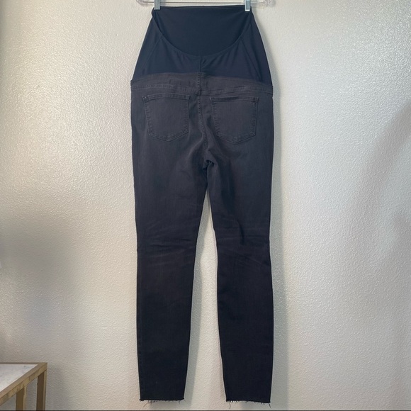 NWT Madewell Over The Belly Skinny Distressed Black Sea Maternity Jeans 29 - Picture 4 of 7